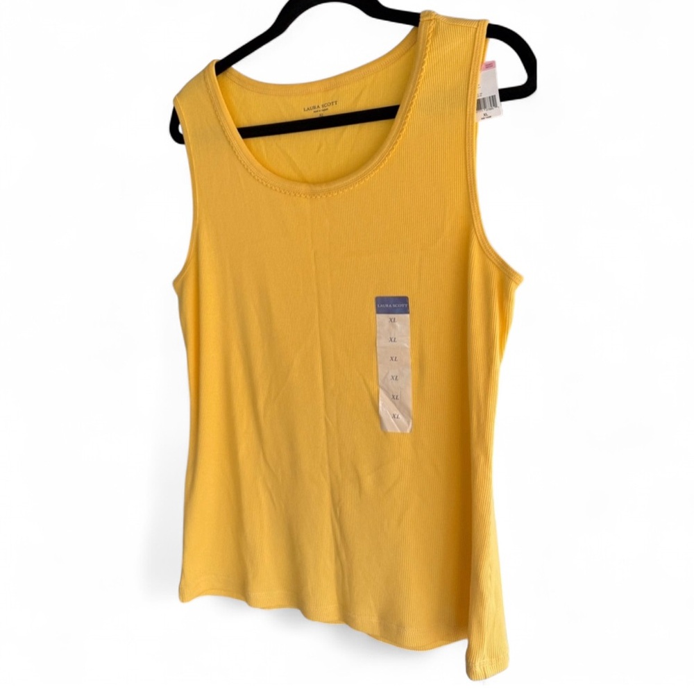 Laura Scott Yellow Missy Ribbed Tank Top - Picture 5 of 6